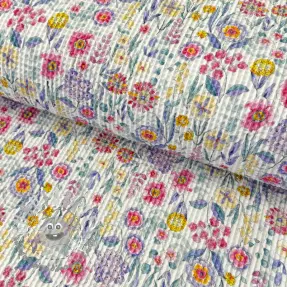 Cotone a nido d'ape Flowers digital print