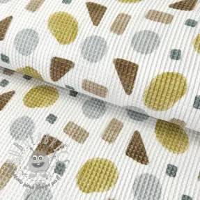 Cotone a nido d'ape Shapes yellow digital print