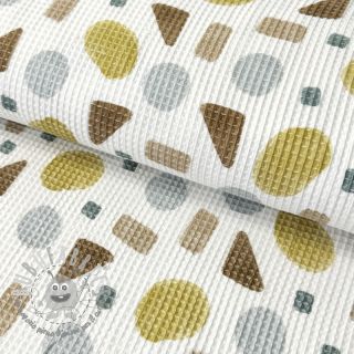 Cotone a nido d'ape Shapes yellow digital print
