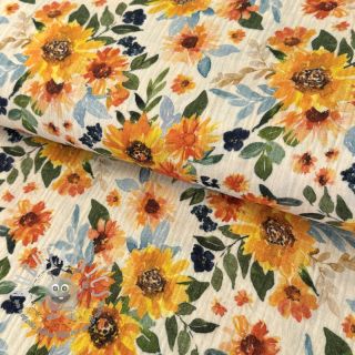 Mussola/Doppia garza Summer flowers white digital print