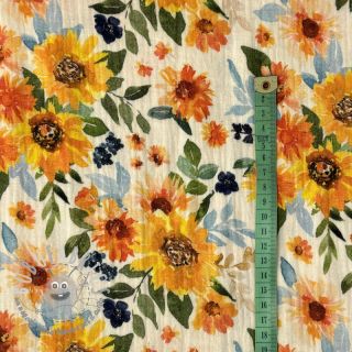Mussola/Doppia garza Summer flowers white digital print
