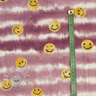 Mussola/Doppia garza Happy faces blush digital print