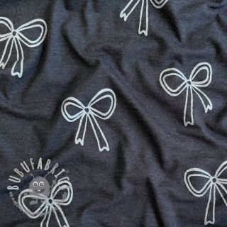 Jersey Glitter bows indigo melange