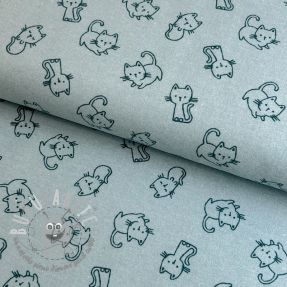 Tessuto di cotone FLANNEL Cats mint