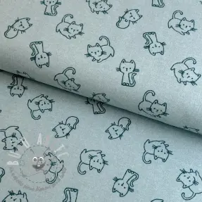 Tessuto di cotone FLANNEL Cats mint