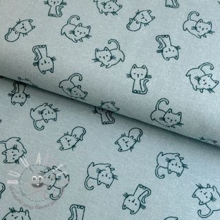 Tessuto di cotone FLANNEL Cats mint