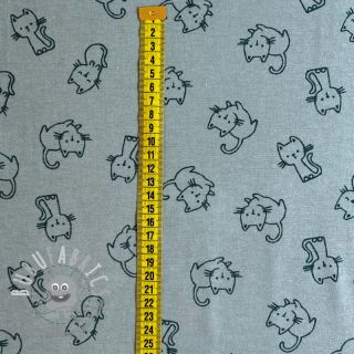 Tessuto di cotone FLANNEL Cats mint