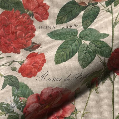 Tessuto decorativo Linenlook premium Vintage Rose Garden digital print
