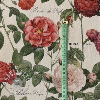 Tessuto decorativo Linenlook premium Vintage Rose Garden digital print