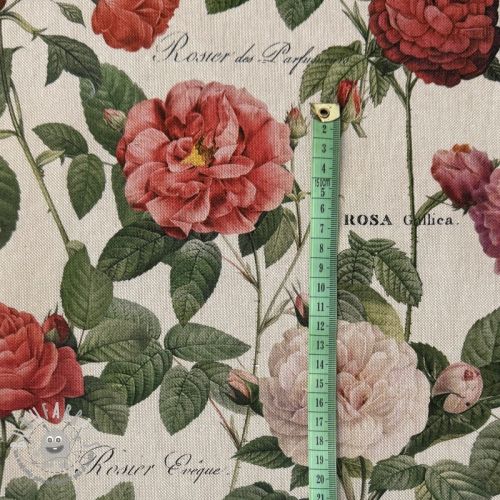 Tessuto decorativo Linenlook premium Vintage Rose Garden digital print
