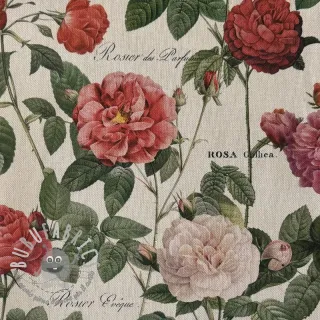 Tessuto decorativo Linenlook premium Vintage Rose Garden digital print