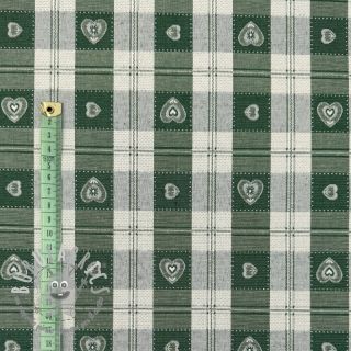 Tessuto decorativo jacquard DOUBLE FACE Landhaus Heart Check forest green