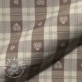 Tessuto decorativo jacquard DOUBLE FACE Landhaus Heart Check taupe