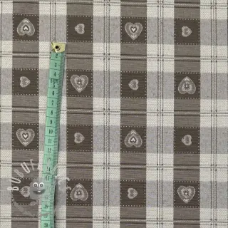 Tessuto decorativo jacquard DOUBLE FACE Landhaus Heart Check taupe