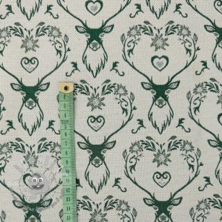 Tessuto decorativo jacquard DOUBLE FACE Landhaus Deer Heart forest green