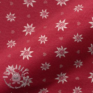 Tessuto decorativo jacquard DOUBLE FACE Landhaus Edelweiss dark red