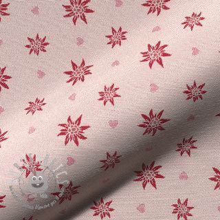 Tessuto decorativo jacquard DOUBLE FACE Landhaus Edelweiss dark red