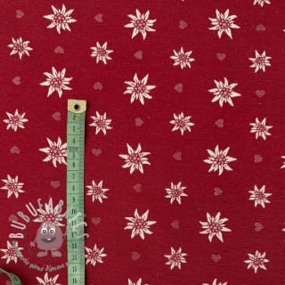 Tessuto decorativo jacquard DOUBLE FACE Landhaus Edelweiss dark red
