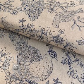 Tessuto decorativo Linenlook Peacock Romance Scene