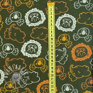 Tessuto di cotone Safari animals dark green