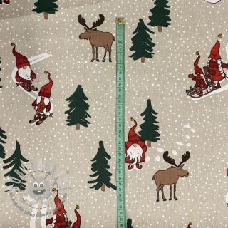 Tessuto decorativo Linenlook Tomte ski family