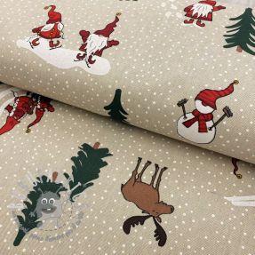 Tessuto decorativo Linenlook Tomte ski family