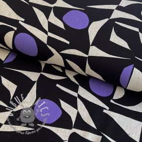 Viscosa con lino Abstract black purple