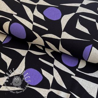 Viscosa con lino Abstract black purple