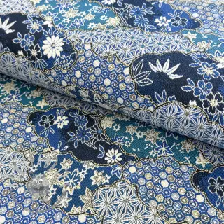 Tessuto decorativo jacquard Nuage allover bleu
