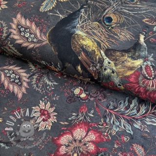 Tessuto decorativo Peacock indian rose digital print