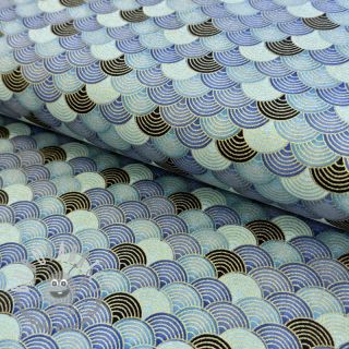 Tessuto di cotone JAPAN Tsunami bleu