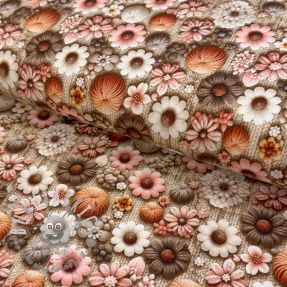 Jersey 3D Knitted Flowers design A digital print