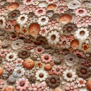 Jersey 3D Knitted Flowers design A digital print