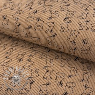 Velluto a coste STRETCH Small bunny design B