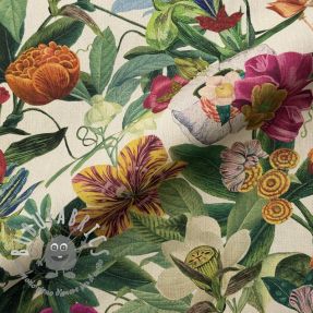 Tessuto decorativo premium Linenlook Flashy Floral Party digital print