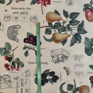 Tessuto decorativo premium Linenlook Redfruit Jam Recipe digital print