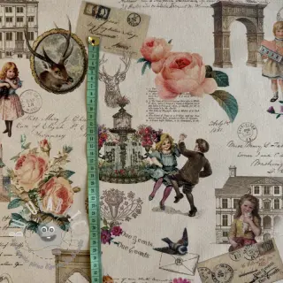 Tessuto decorativo premium Linenlook Poetry Romantic Scene digital print