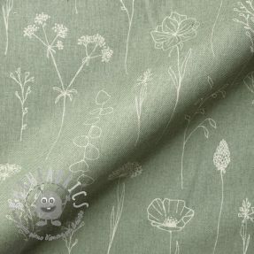 Tessuto decorativo Linenlook Fine Fragile Flower old green