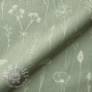 Tessuto decorativo Linenlook Fine Fragile Flower old green