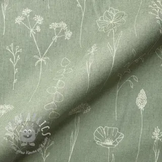 Tessuto decorativo Linenlook Fine Fragile Flower old green