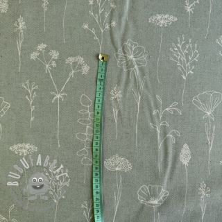 Tessuto decorativo Linenlook Fine Fragile Flower old green