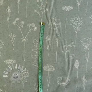 Tessuto decorativo Linenlook Fine Fragile Flower old green