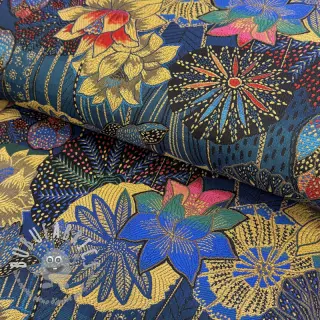 Tessuto decorativo jacquard Opium allover bleu
