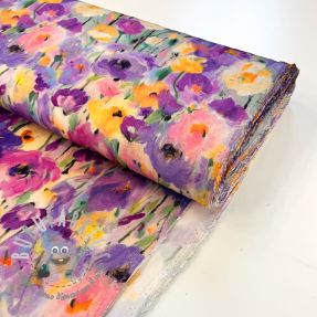 Viscosa SATIN Lavender flowers digital print