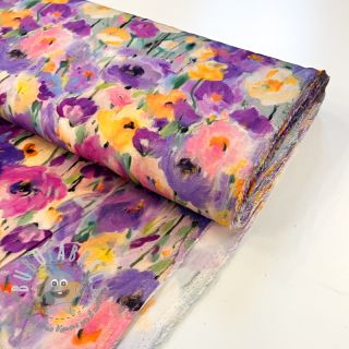 Viscosa SATIN Lavender flowers digital print