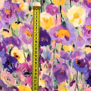 Viscosa SATIN Lavender flowers digital print