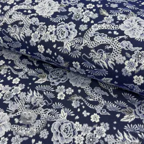 Tessuto decorativo jacquard Draco indigo