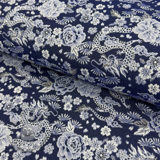 Tessuto decorativo jacquard Draco indigo