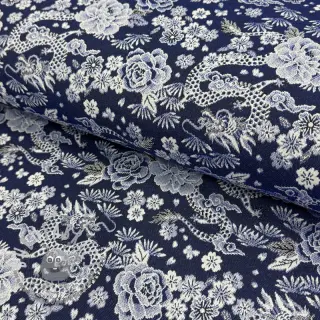 Tessuto decorativo jacquard Draco indigo