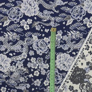 Tessuto decorativo jacquard Draco indigo